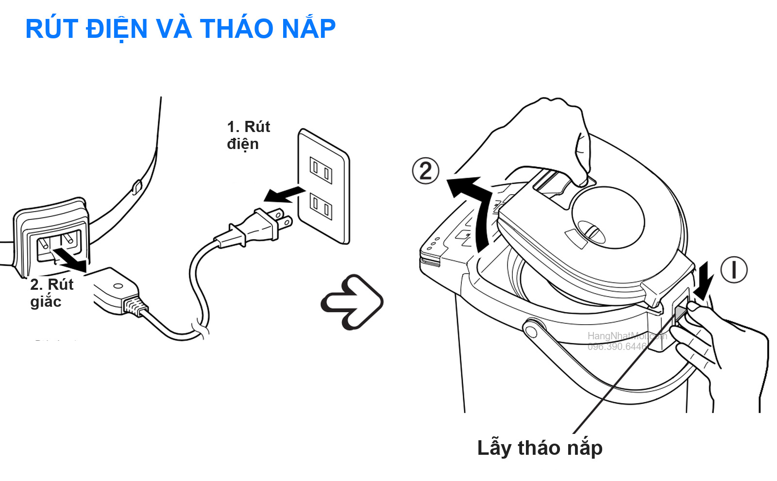 Rút điện và tháo nắp trên Tiger PIG-H300