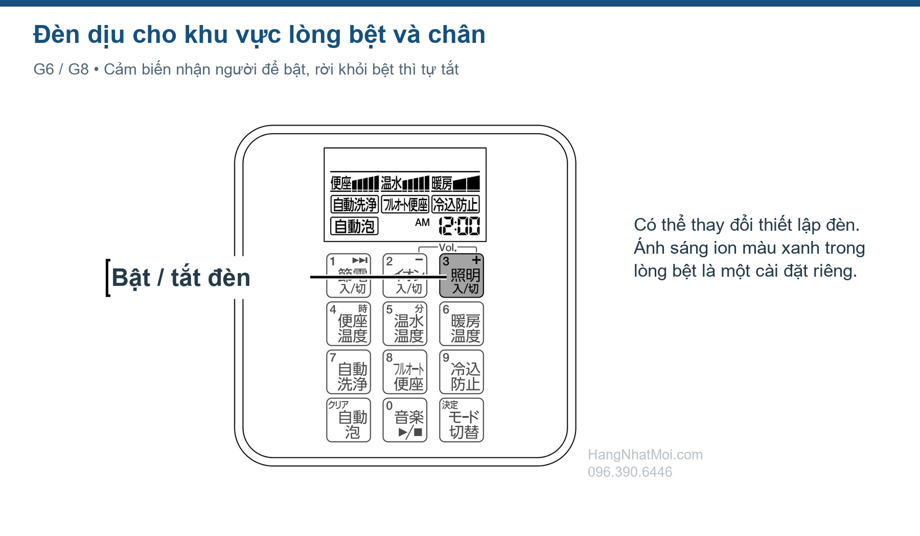 Nút điều chỉnh đèn dịu trên điều khiển cài đặt SATIS G