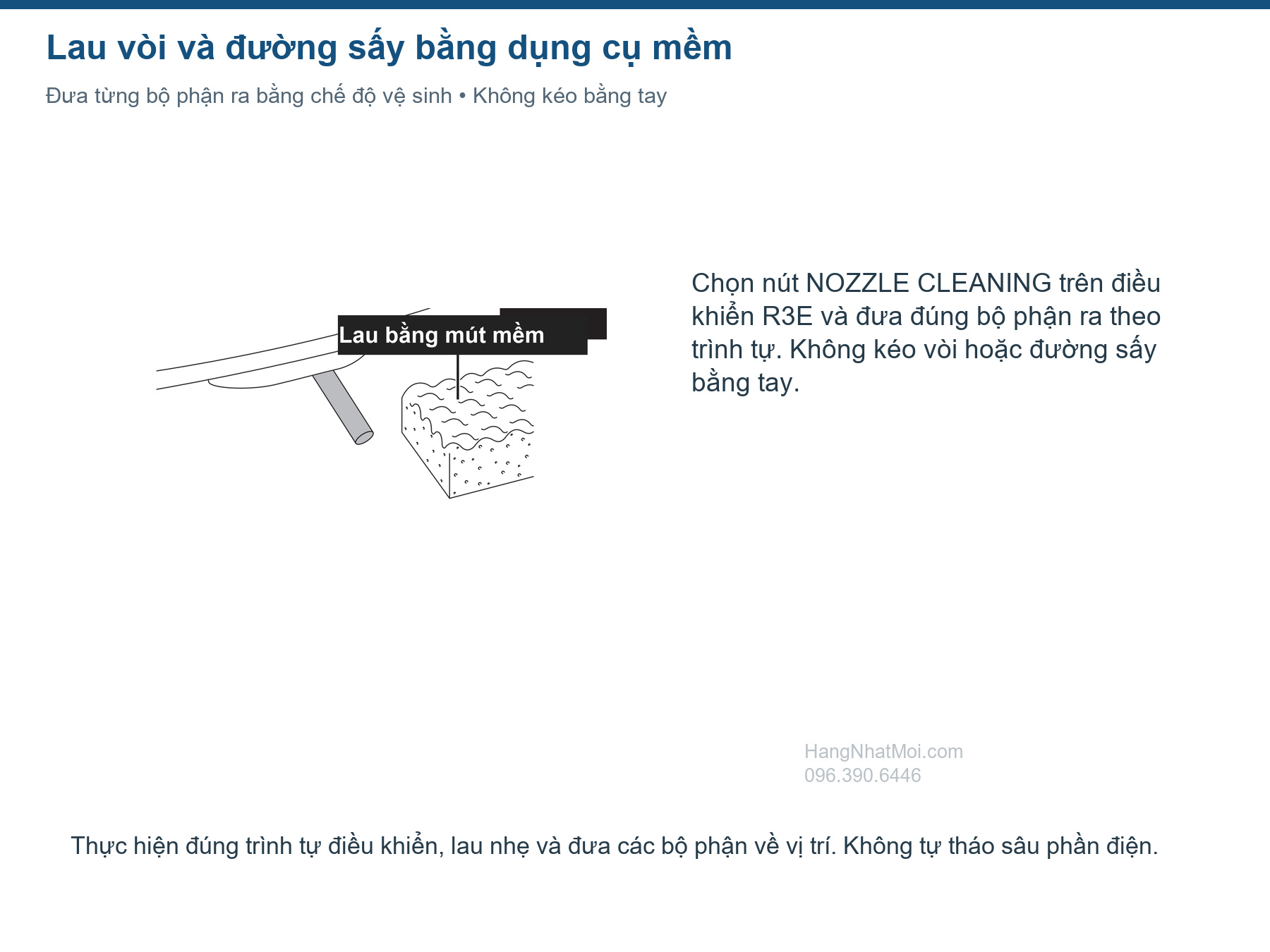 Các vị trí vòi và đường sấy khi vệ sinh SATIS X
