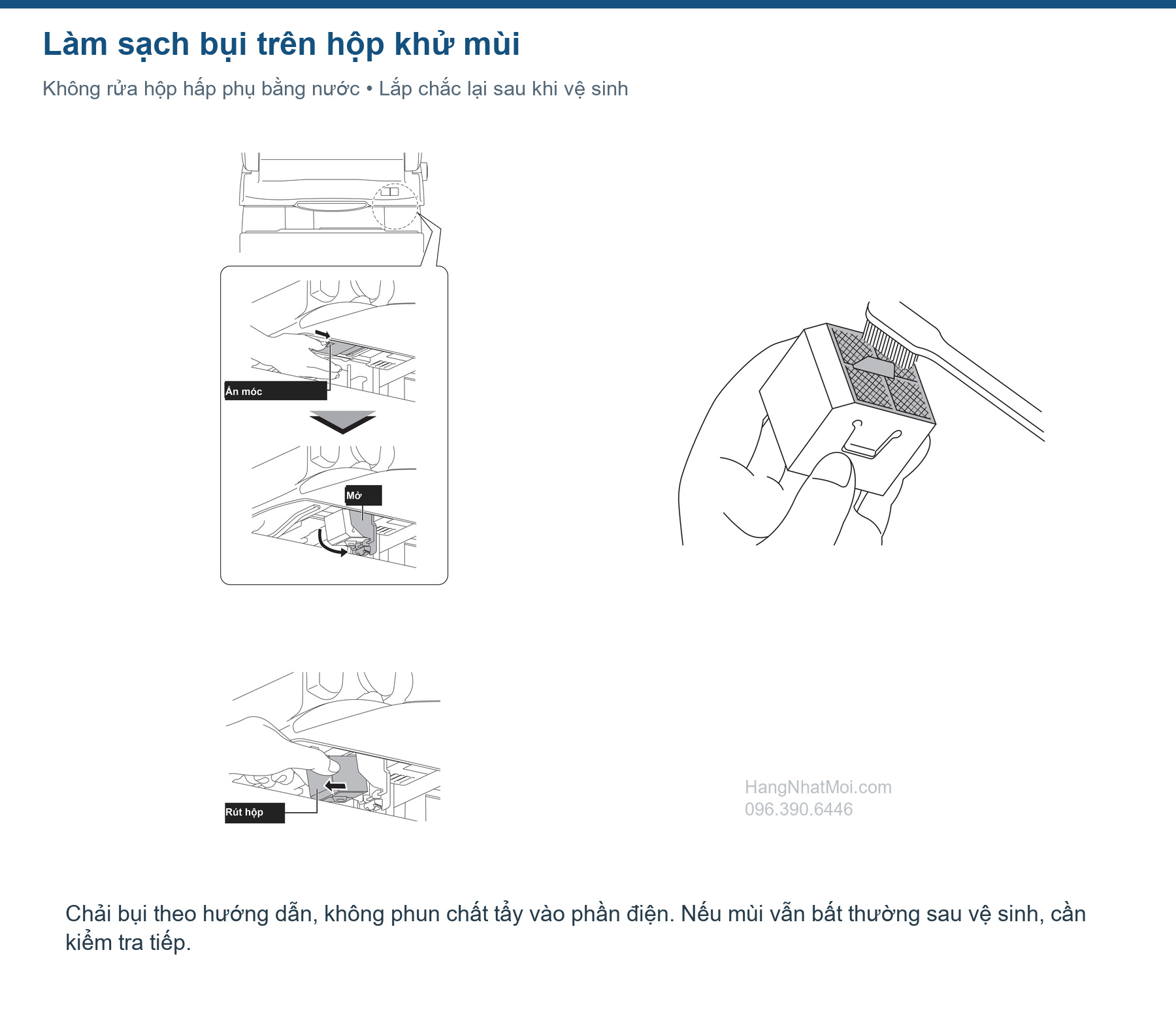 Lấy hộp khử mùi SATIS X và làm sạch bụi