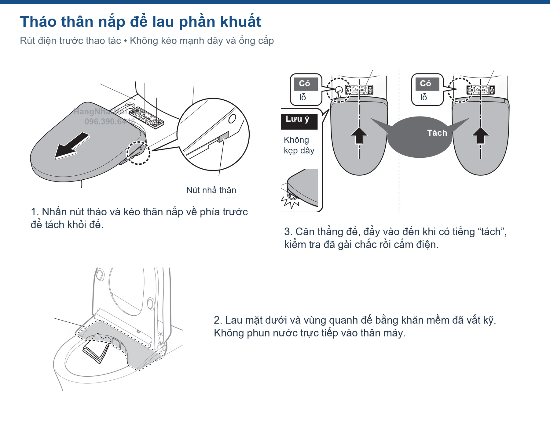 Quy trình tháo thân Apricot F3 khỏi đế để lau vùng khuất