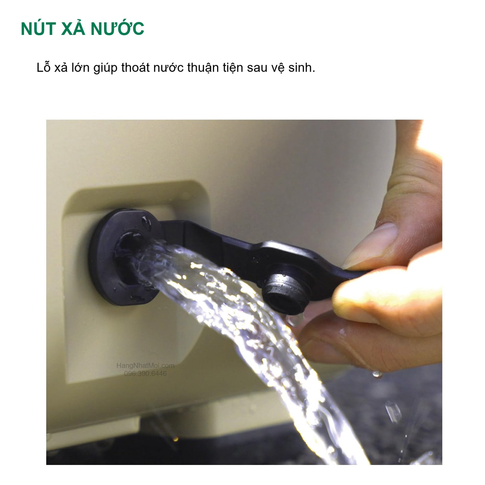Xả nước sau vệ sinh qua nút xả; lau và làm khô khoang trước khi cất.
