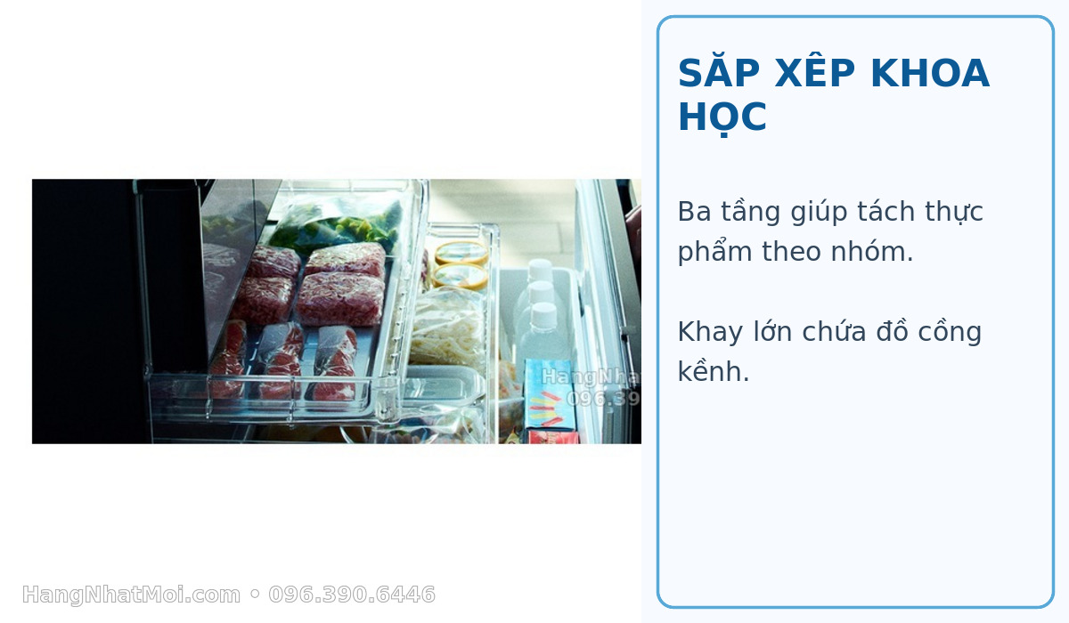 Cách sắp xếp ngăn đông Hitachi R-HXC54X