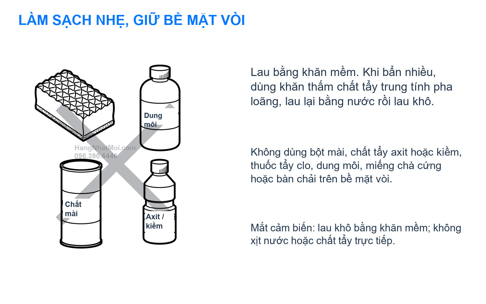 INAX AM-313TCV1 – Lau thân vòi và cảm biến bằng vật liệu phù hợp, tránh hóa chất mạnh.