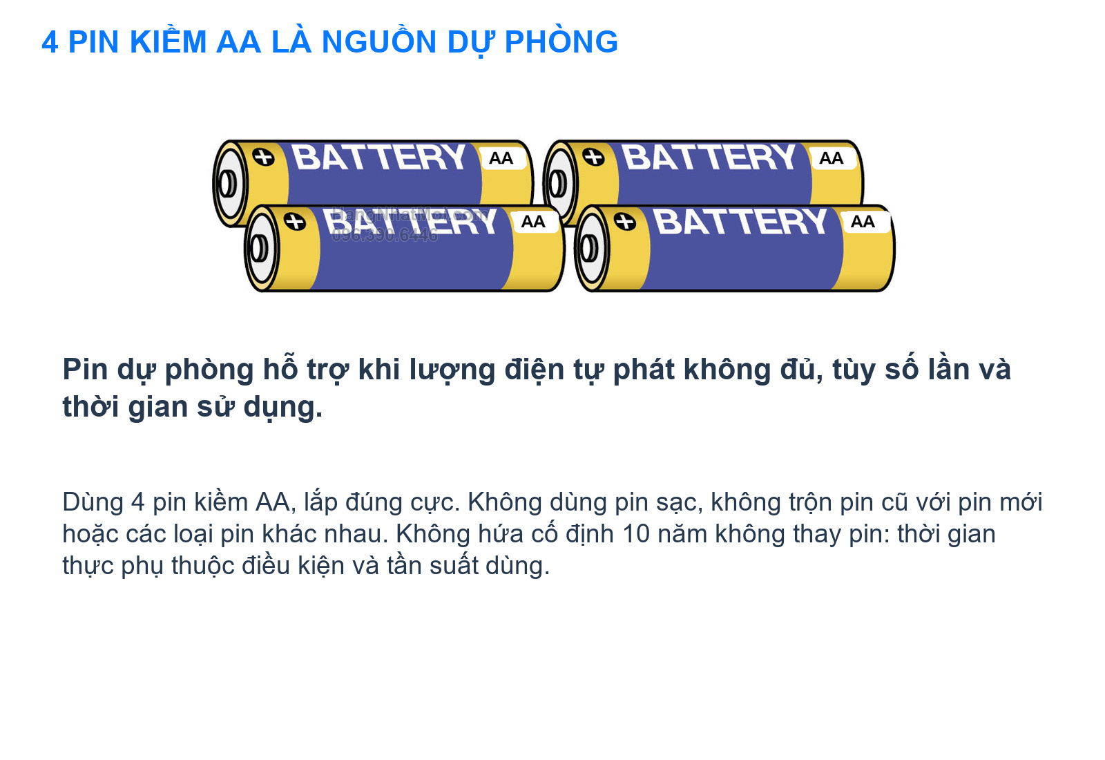 INAX AM-320TC – Bốn pin kiềm AA là nguồn dự phòng, không phải lời hứa dùng mãi không thay pin.