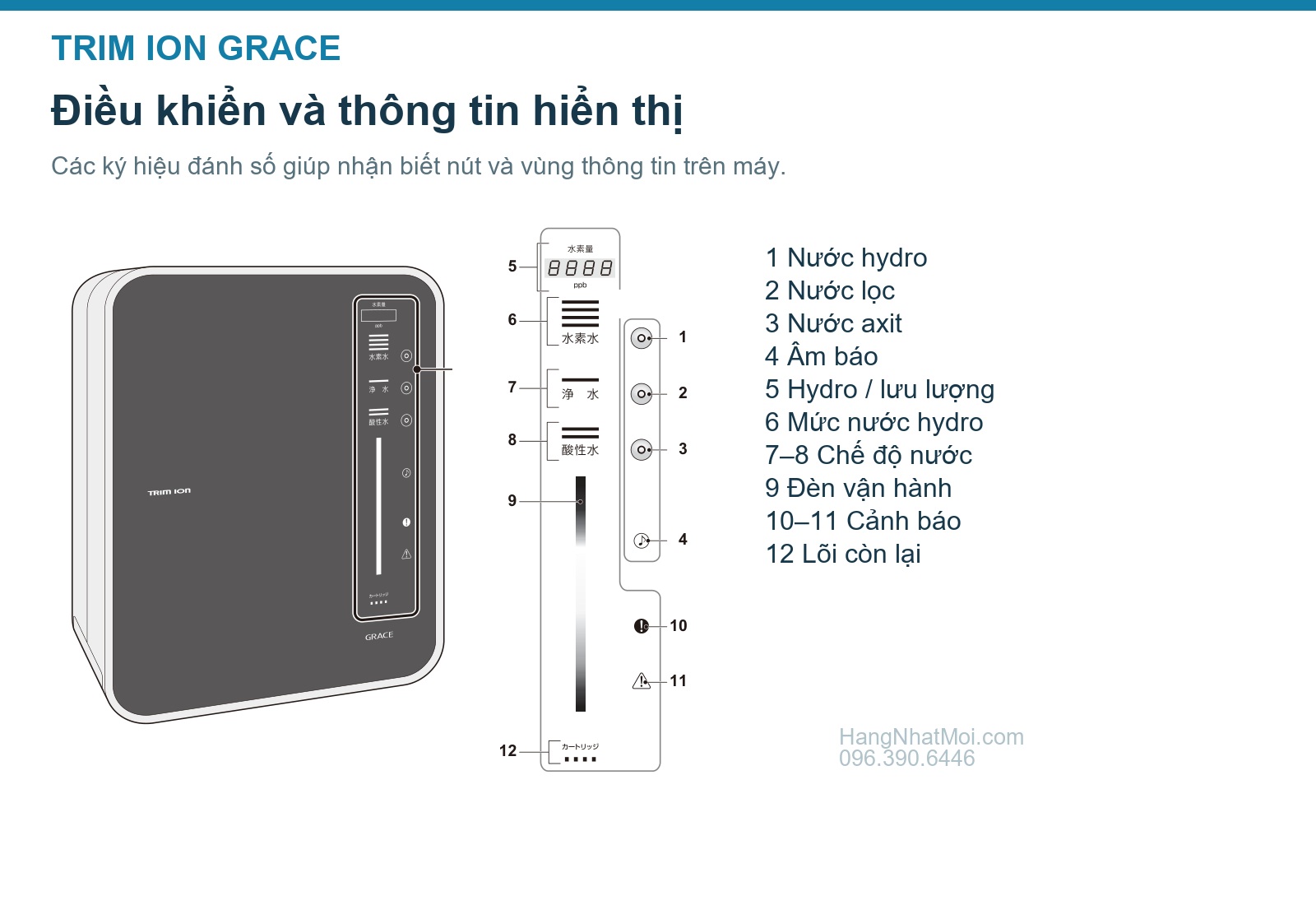 Bảng điều khiển và các chỉ báo của TRIM ION GRACE