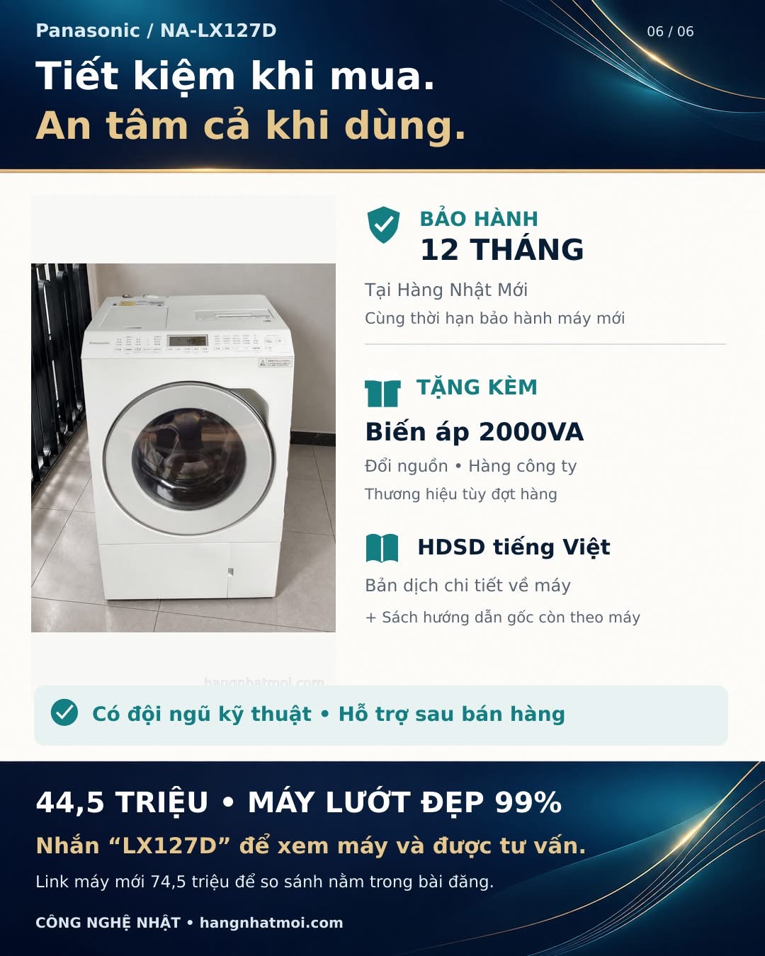Quyền lợi khi mua Panasonic NA-LX127D dùng lướt tại Hàng Nhật Mới