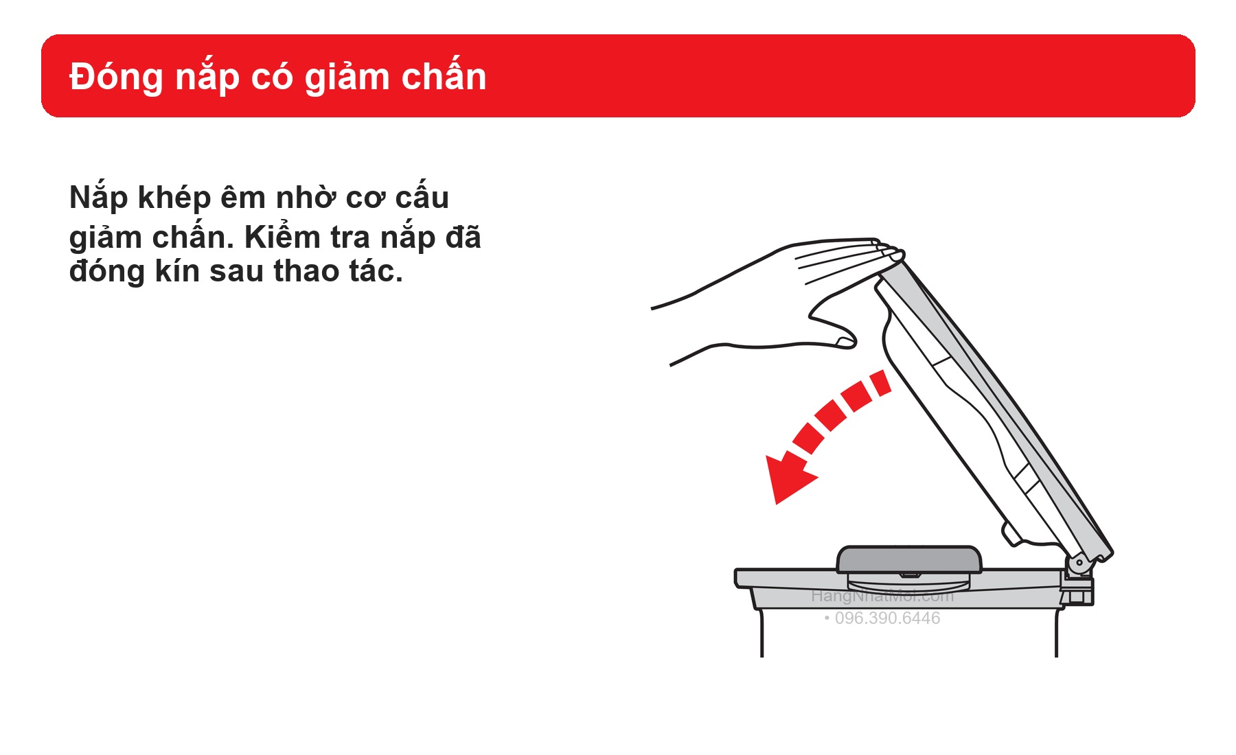 Sơ đồ hãng THERMOS KBK: đóng nắp có giảm chấn.