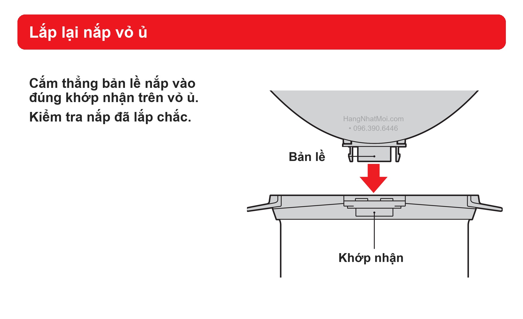 Sơ đồ hãng THERMOS KBK: lắp lại nắp vỏ ủ.