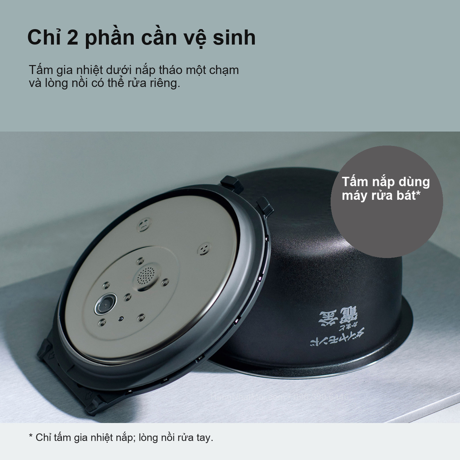 Tấm gia nhiệt dưới nắp Panasonic SR-X910E tháo ra để vệ sinh