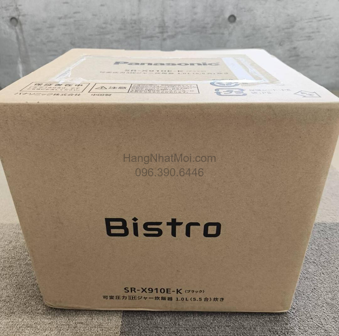 Ảnh thật hộp Panasonic Bistro SR-X910E-K màu đen, có mã model
