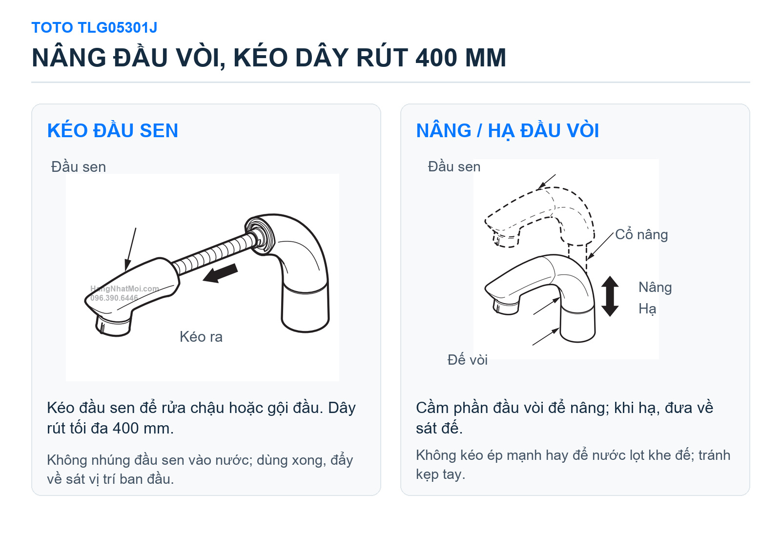 Nâng hạ và kéo đầu vòi TOTO TLG05301J