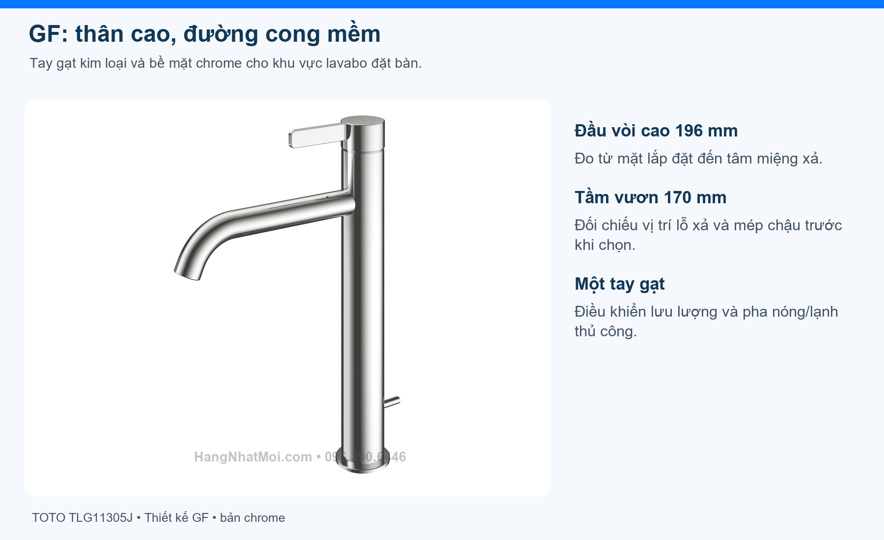 TOTO TLG11305J – GF: thân cao, đường cong mềm