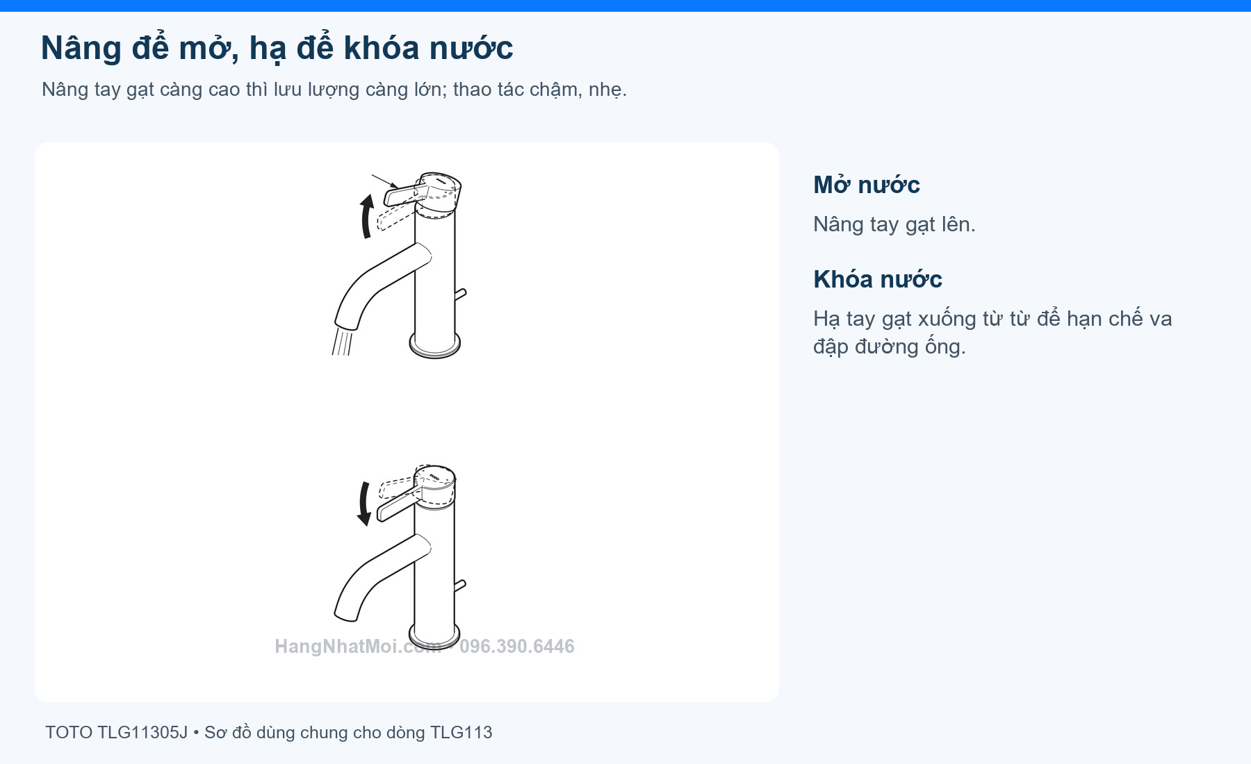 TOTO TLG11305J – Nâng để mở, hạ để khóa nước