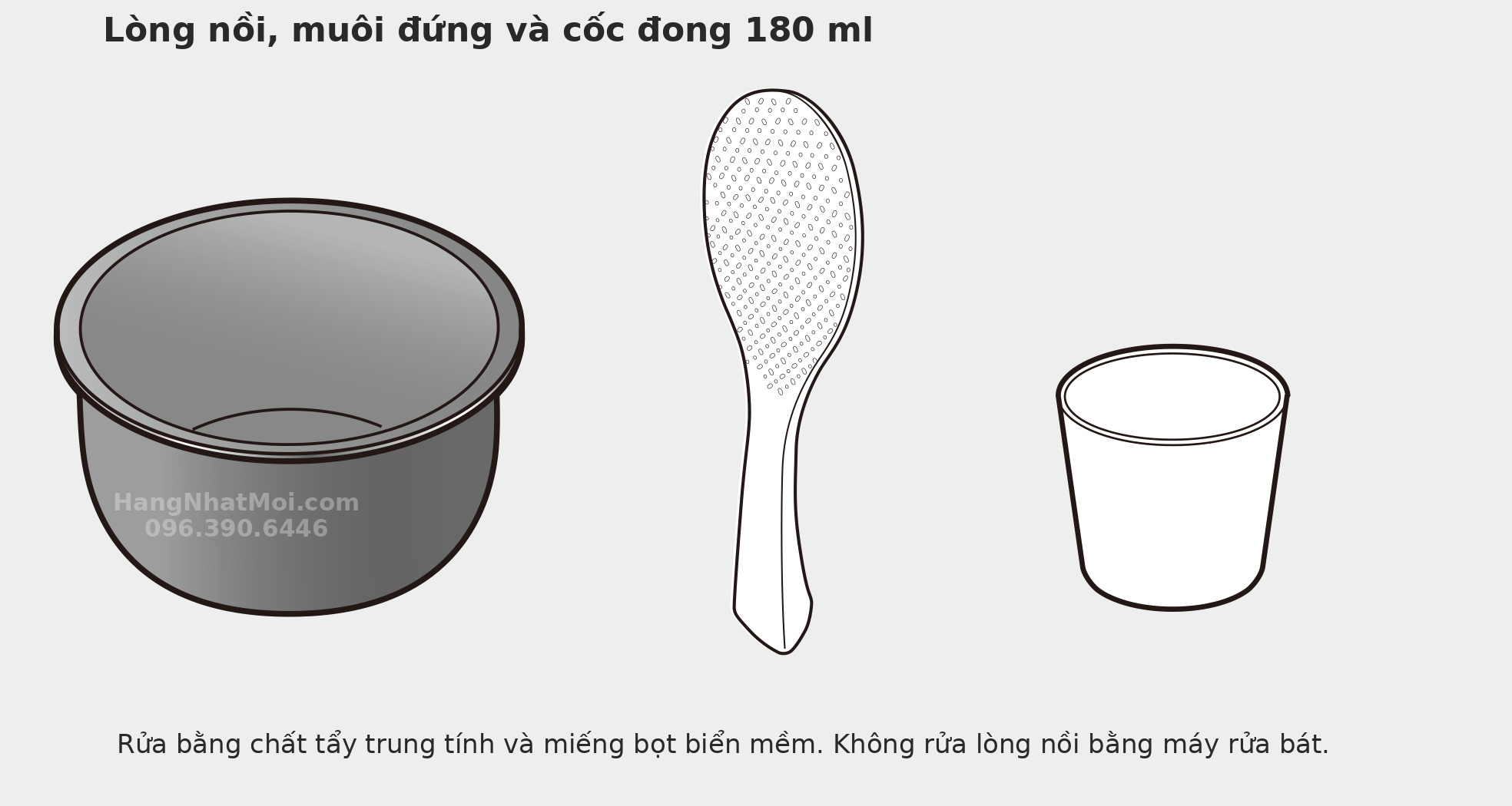 Lòng nồi, muôi cơm đứng và cốc đong của NW-NC