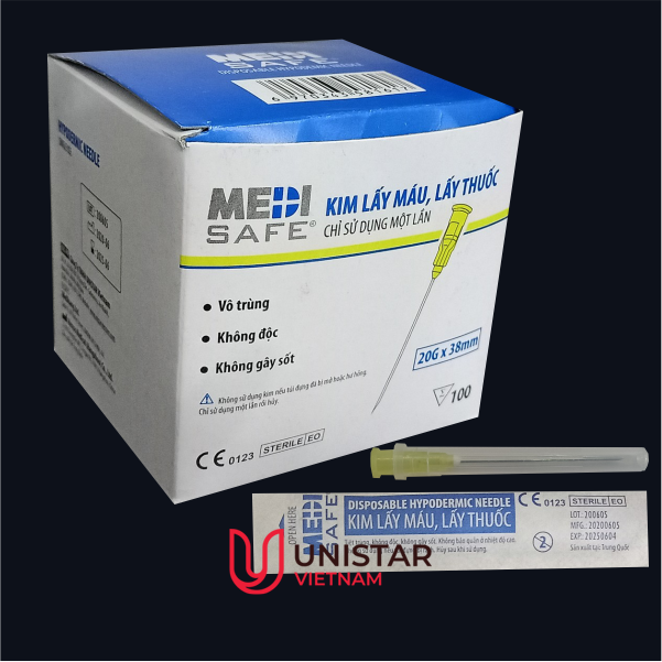 Kim lấy máu, lấy thuốc MEDISAFE 20G (hộp 100 chiếc)