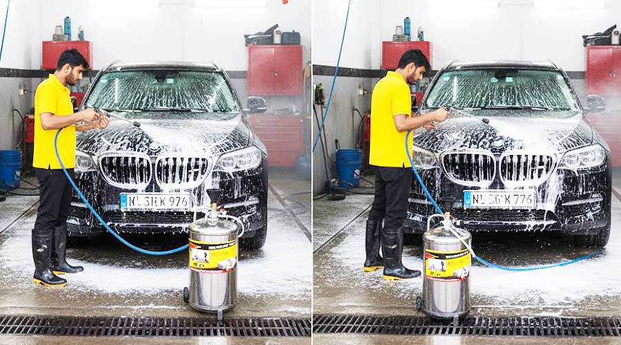 Bình bọt tuyết sử dụng trong tiệm rửa xe ô tô chuyên nghiệp