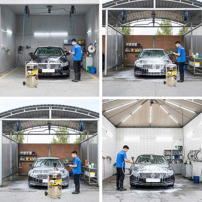 Bình bọt tuyết trong tiệm rửa xe ô tô