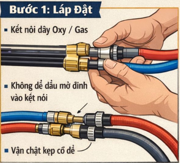 Bước 1 - Lắp đặt tay hàn No.2 Welding Torch Z