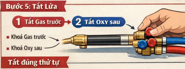 Bước 5 - Tắt lửa tay hàn No.2 Welding Torch Z