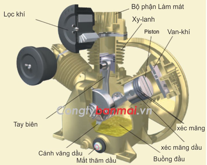 Cấu tạo đầu nén khí piston