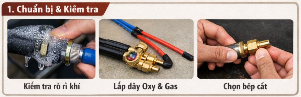 Chuẩn bị & kiểm tra trước khi vận hành Tay cắt oxy gas HC-392