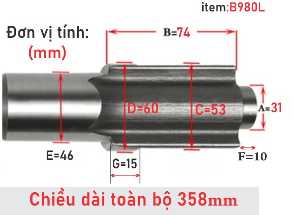 cốt búa súng b-980l, trục súng b-980l 