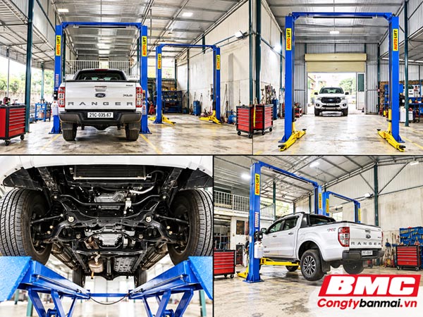 Hình ảnh cầu nâng o to 2 trụ Autolift lắp đặt tạo Gara ô tô