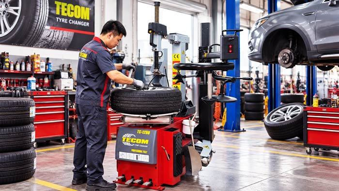 Hình ảnh máy ra vào lốp TC-1280 tại tiệm sửa chữa lốp xe hơi