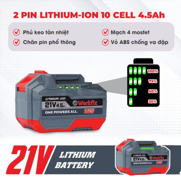 Hình ảnh Pin của máy siết bu lông Workfix WF-IW1100N