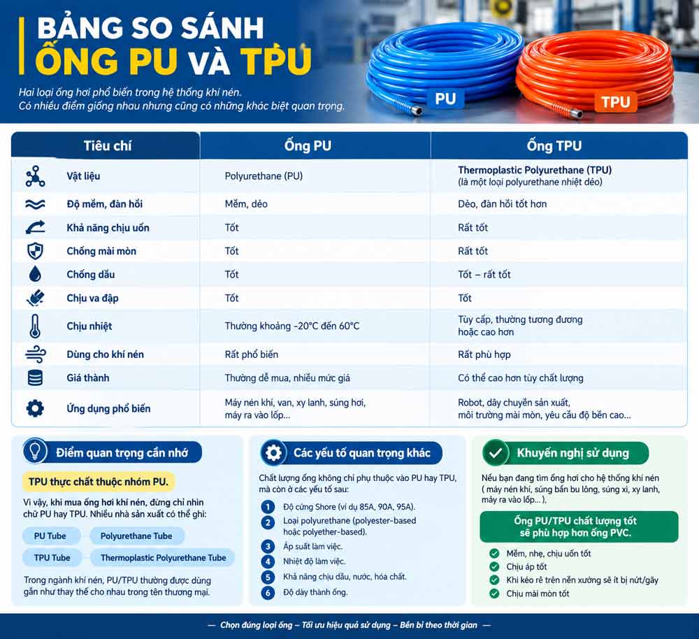 hình ảnh so sánh ống PU và TPU