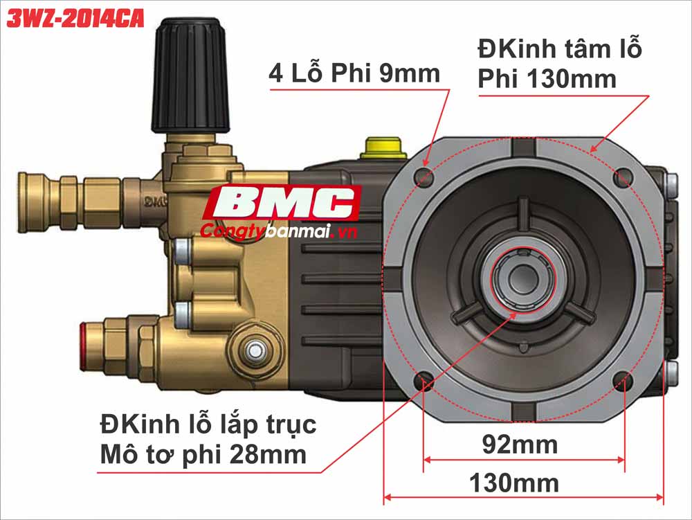 Kích thước đầu bơm áp lực cao JETTA 3WZ-2014CA