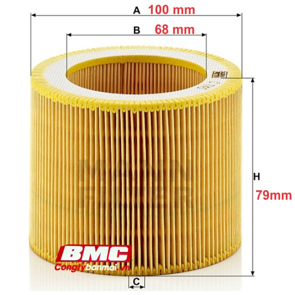 Kích thước lọc bụi máy nén khí trục vít C1140