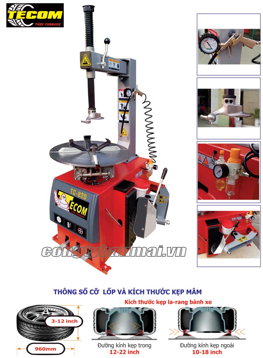 MÁY RA VÀO LỐP TECOM, MÁY THÁO VỎ TECOM