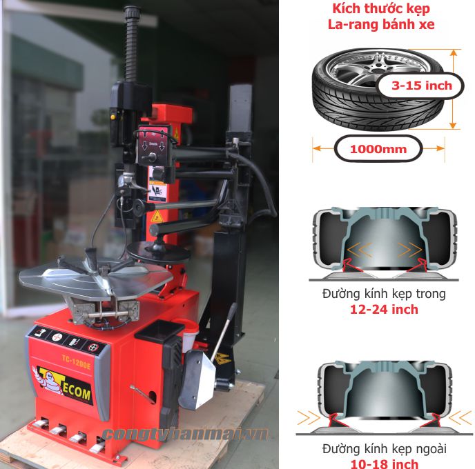 Máy tháo vỏ xe ô tô kiểu tự động TC1200, máy cậy vỏ xe du lịch, máy làm lốp tự động