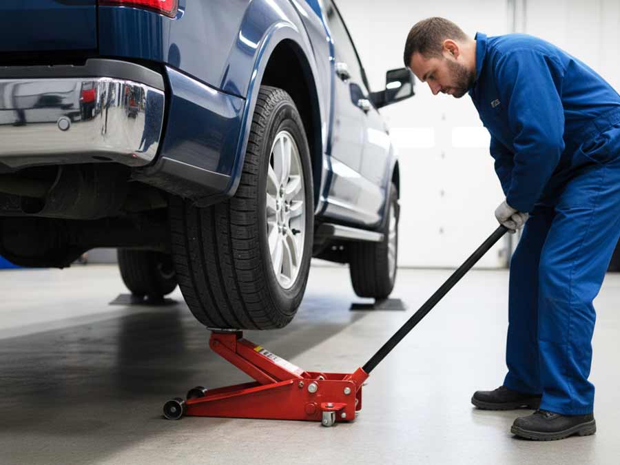 Nâng xe bằng kích (Con đội)