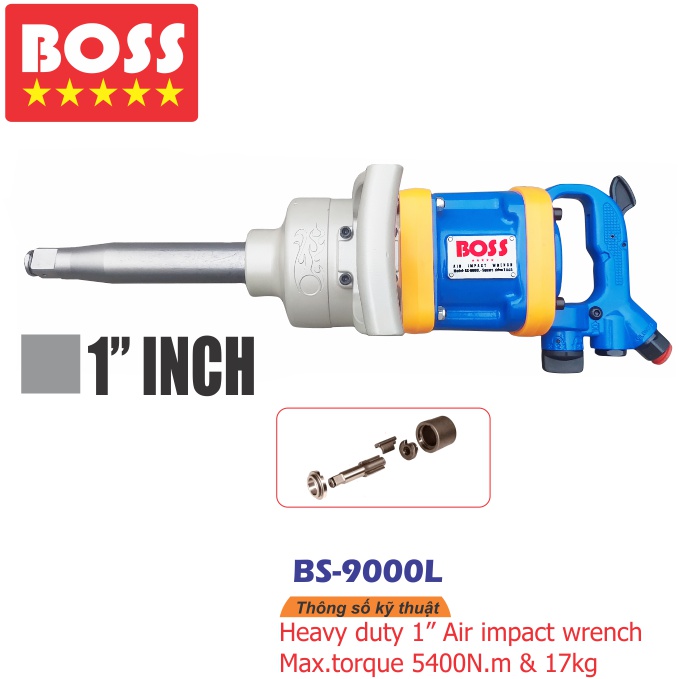 Súng vặn bulong BOSS, Súng xiết bu lông BOSS, súng bắn bulong hơi 1 inch BOSS B-9000L