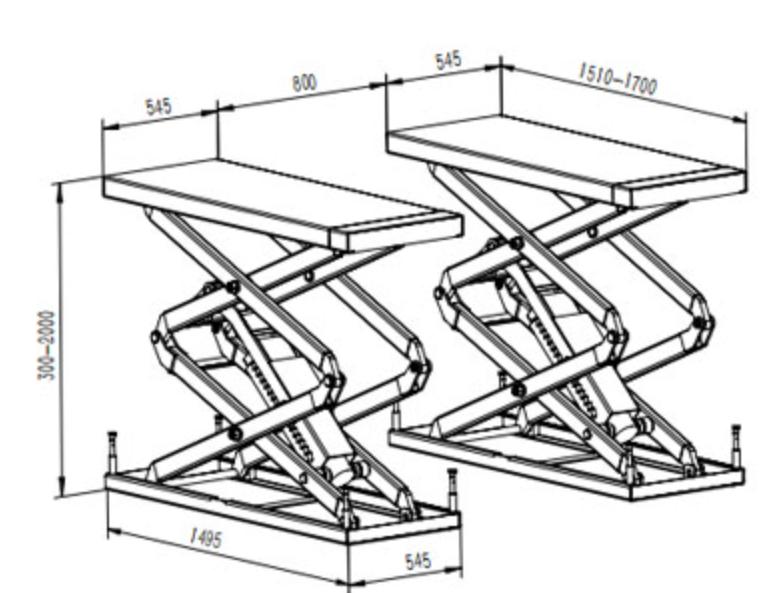 Kích thước cầu nâng kiểu xếp AT-350S