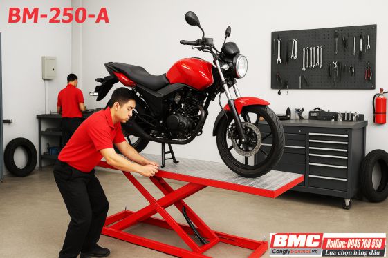 Bàn nâng sửa chữa xe máy lắp âm nền BM-250-A 