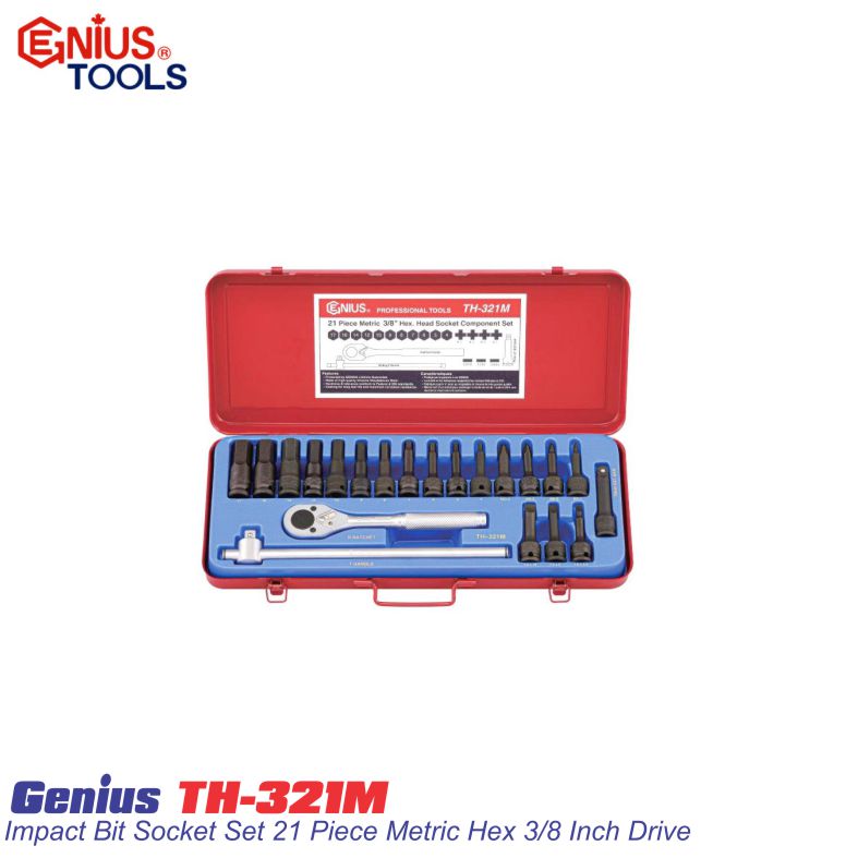 Bộ đầu tuýp 3/8 inch 21 chi tiết Genius TH-321M