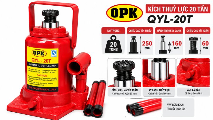 Cấu tạo kích thuỷ lực 20 tấn OPK