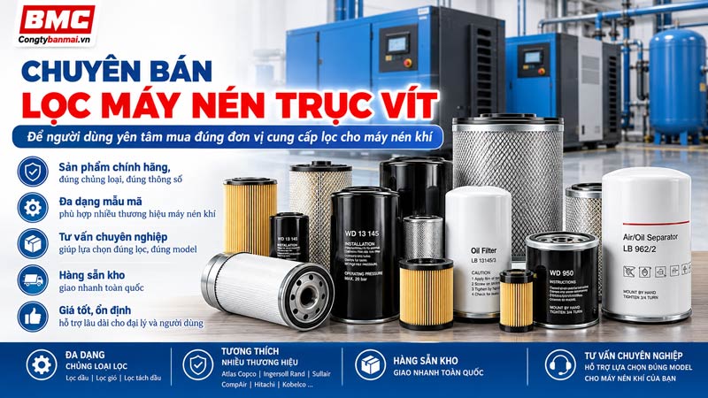Công Ty Ban Mai là nhà nhập khẩu và phân phối các loại lọc dầu máy nén khí trục vít