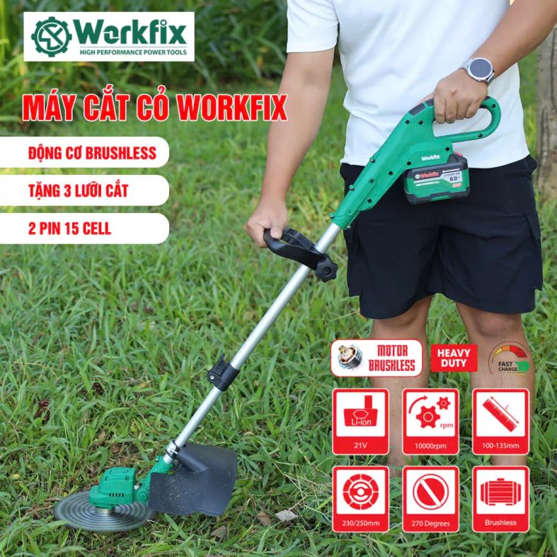 Đặc điểm máy cắt cỏ chạy Pin Workfix WF-GT1323BL