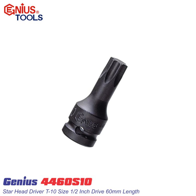 Đầu khẩu tuýp ½ inch cỡ T-10 hình sao 6 cạnh Genius 4460S10