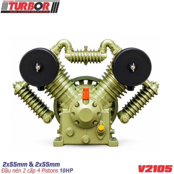 Đầu nén khí Piston 2 cấp 10HP Turbor V2105