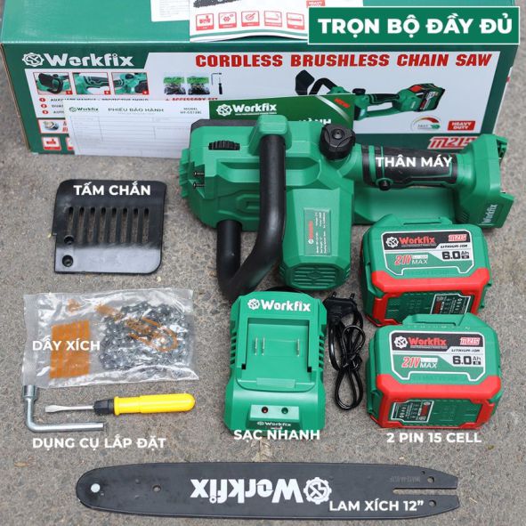 địa chỉ mua bán máy cưa xích chạy Pin Workfix WF-CS12BL  