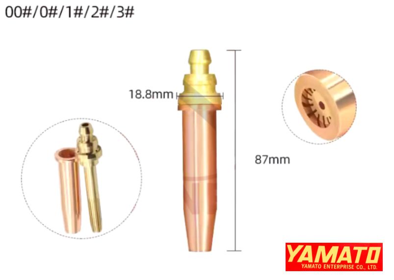 Hình ảnh béc cắt gas Yamato số 0,1,2,3,4,5,6