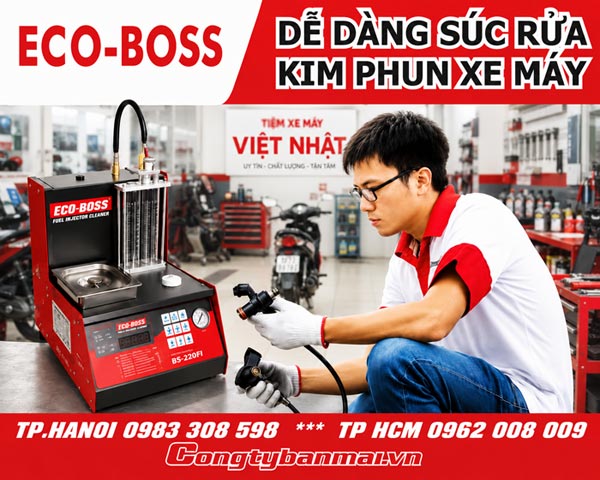 Hình ảnh máy súc béc phun Eco Boss BS-220FI trong tiệm xe máy