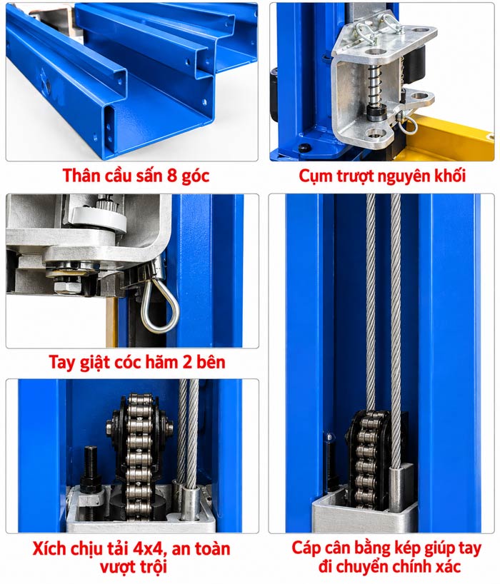 Hình ảnh kết cấu của cầu nâng 2 trụ 4 tấn AT-400Pro