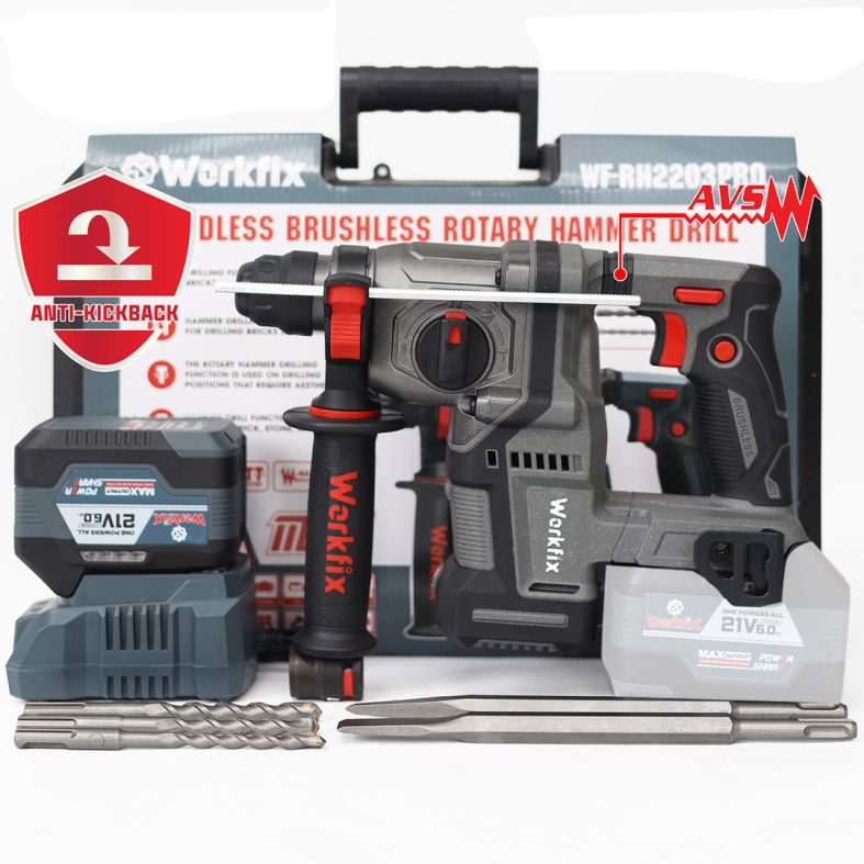 Hình ảnh máy khoan bê tông 3 chức năng dùng Pin Workfix WF-RH2203PRO